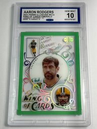 2021 PANINI ILLUSIONS #KC4 AARON RODGERS KING OF CARDS EMERALD GRADED CCG GEM MINT 10