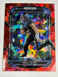 2023 PANINI PRIZM DRAFT PICKS WILL LEVIS RED CRACKED ICE ROOKIE CARD