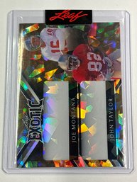AUTHENTIC 1/1!! ONE OF ONE JOE MONTANA & JOHN TAYLOR LEAF EXOTIC CRACKED ICE PRE PRODUCTION PROOF SER# A156453