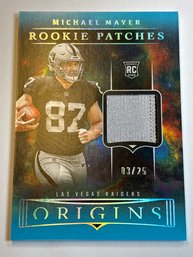 RARE 3/25!! 2023 PANINI ORIGINS RP-MM MICHAEL MAYER ROOKIE PATCHES AUTHENTIC PLAYER WORN JERSEY ROOKIE CARD SP