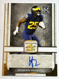EXTREMELY RARE 10/10!! 2022 ULTIMATE LEAF DRAFT GOLD HASSAN HASKINS SS AUTOGRAPHED ROOKIE CARD