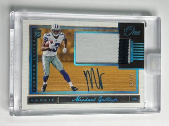 82/99!! 2018 PANINI ONE #22 MICHAEL GALLUP RPA AUTHENTIC PLAYER WORN PATCH AUTOGRAPHED ROOKIE CARD