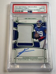 83/89!! 2021 NATIONAL TREASURES #167 KADARIUS TONEY RPA AUTHENTIC JERSEY NUMBER PATCH ON CARD AUTO ROOKIE CARD