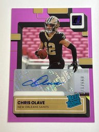 99/175!! 2022 PANINI CLEARLY DONRUSS #59 CHRIS OLAVE PURPLE AUTOGRAPHED SP RATED ROOKIE CARD