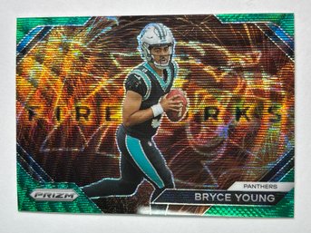 2023 PANINI PRIZM F-6 BRYCE YOUNG GREEN FIREWORKS WAVE PRIZM SP