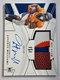 38/99!! 2021 PANINI NATIONAL TREASURES RSC-JAW JAVONTE WILLAMS NFL GEAR DUAL PATCH RPA AUTOGRAPHED RC