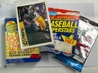 ODDBALL LOT - 2 COMPLETE SETS OF LIMITED EDITION BASEBALL CARDS, 1 PACK OF 1996 UD CC FOOTBALL, AND PRO CHEER