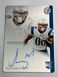154/188!! 2018 PANINI ELEMENTS #88 SONY MICHEL SP METAL AUTOGRAPHED ROOKIE CARD