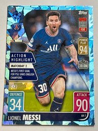 2021-22 Topps UEFA Match Attax Extra LIONEL MESSI Blue Crystal Foil #AH7