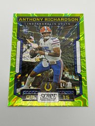 84/99!! 2023 PANINI SCORE #304 ANTHONY RICHARDSON SP ROOKIE CARD GREEN ELECTRIC REFRACTOR $$$