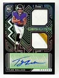 5/50!!2021 PANINI OBSIDIAN RJI-TW TYLAN WALLACE RPA AUTHENTIC MEM DUAL PATCH AUTOGRAPHED ROOKIE CARD