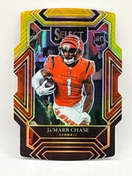 2021 PANINI SELECT #247 JAMARR CHASE CLUB LEVEL MULTI-COLOR MATCH DIE-CUT ROOKIE CARD
