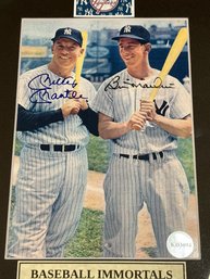 AUTHENTIC MICKEY MANTLE & BILLY MARTIN AUTOGRAPHED PRINT WITH COA. ALL TIME NEW YORK YANKEES GREAT!!  HOF