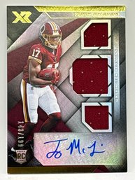 148/199!! 2019 PANINI XR #230 TERRY MCLAURIN RPA AUTHENTIC PLAYER-WORN PATCH AUTOGRAPHED ROOKIE CARD