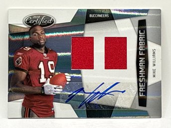 600/699!! 2010 PANINI FRESHMAN FABRIC #296 MIKE WILLIAMS RPA AUTHENTIC MEM PATCH AUTOGRAPHED ROOKIE CARD