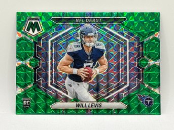 2023 PANINI MOSAIC ND-4 WILL LEVIS NFL DEBUT GREEN PRIZM ROOKIE CARD
