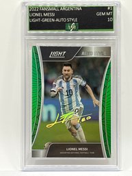 185/199! 2022 FANSMALL ARGENTINA #1 LIONEL MESSI AUTO STYLE LIGHT GREEN PROFESSIONALLY GRADED EJE GEM MINT 10