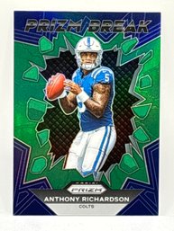 2023 PANINI PRIZM PB-4 ANTHONY RICHARDSON SP PRIZM BREAK BLUE HOLO PRIZM ROOKIE CARD