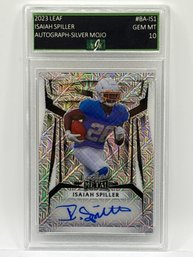 EXTREMELY RARE 5/6 2023 LEAF METAL ISAIAH SPILLER AUTOGRAPHED SILVER MOJO RC PROFESSIONALLY GRADED GEM MINT 10