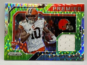 2021 PANINI PRIZM PREMIER PJ-22 ANTHONY SHWARTZ AUTHENTIC MEM PATCH NEON GREEN PULSAR PRIZM ROOKIE CARD