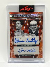 EXTREMELY RARE 4/5!!! 2023 LEAF MULTI GRAPHICS JOE MONTANA & ADRIAN DANTLEY ALUMNI GRAPHS DUAL AUTO!!