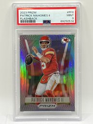 2023 PANINI PRIZM #PF6 PATRICK MAHOMES FLASHBACK SILVER PRIZM HOLO GRADED PSA MINT 9