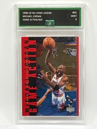 612/2300!! 1998 UPPER DECK MJ LIVING LEGEND MICHAEL JORDAN GAME ACTION RED HOLO GRADED EJE GRADING MINT 9