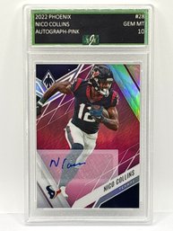 40/50!! 2022 PANINI PHOENIX #28 NICO COLLINS AUTOGRAPH PINK SP PROFESSIONALLY GRADED EJE GRADING GEM MINT 10