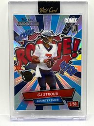 FACTORY ENCASED CASE HIT!! 3/50!! 2023 WILD CARD ALUMINATION AC-CS CJ STROUD SP COMIX ROOKIE CARD