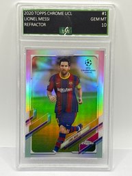 2020 TOPPS CHROME UCL #1 LIONEL MESSI REFRACTOR PROFESSIONALLY GRADED EJE GRADING GEM MINT 10