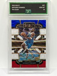 2023 PANINI SELECT #37 ANTHONY EDWARDS TRI-COLOR PRIZM PROFESSIONALLY GRADED EJE GRADING GEM MINT 10