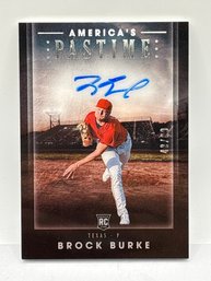 48/99!! 2020 PANINI AMERICAS PASTIME #21 BROCK BURKE AUTOGRAPHED ROOKIE CARD