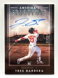 79/99!! 2020 PANINI AMERICAS PASTIME #23 TRES BARRERA AUTOGRAPHED ROOKIE CARD