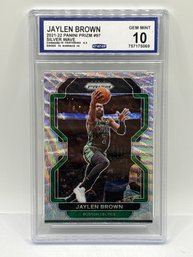 2021-22 PANINI PRIZM #97 JAYLEN BROWN SILVER WAVE PRIZM GRADED CCG GEM MINT 10