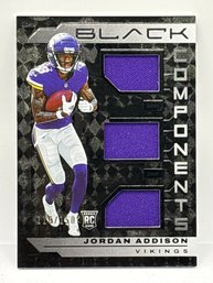 2023 PANINI BLACK COM-8 JORDAN ADDISON COMPONENTS TRIPLE PATCH ROOKIE CARD