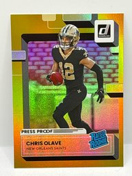 2022 PANINI DONRUSS #309 CHRIS OLAVE GOLD PRESS PROOF RATED ROOKIE CARD