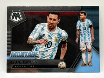 2021-22 PANINI MOSAIC FIFA ROAD TO WORLD CUP #10 LIONEL MESSI SILVER MONTAGE