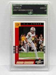 2023 PANINI SCORE #2 CJ STROUD 2003 THROWBACK ROOKIE CARD PROFESSIONALLY GRADED EJE GRADING GEM MINT 10