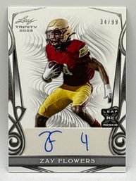 34/99!! 2023 LEAF TRINITY ZAY FLOWERS AUTOGRAPHED ROOKIE CARD