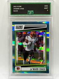 158/199!! 2022 PANINI SCORE #191 JA MARR CHASE RACER SP PROFESSIONALLY GRADED EJE GRADING MINT 9