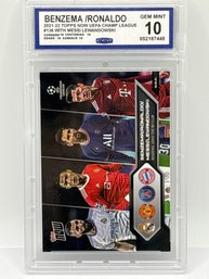 2021-22 TOPPS NOW UEFA CHAMPIONS LEAGUE #136 RONALDO & MESSI & LEWANDOWSKI & BENZEMA GRADED CCG GEM MINT 10