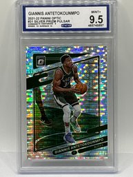 2021-22 PANINI DONRUSS OPTIC #31 GIANNIS ANTETOKOUNMPO SILVER PULSAR PRIZM GRADED CCG MINT 9.5