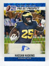 8/30!! 2022 PRO SET PROSPECT HASSAN HASKINS AUTOGRAPHED WAVE REFRACTOR ROOKIE CARD