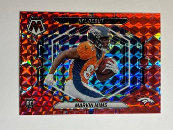 2023 PANINI MOSAIC ND-13 MARVIN MIMS NFL DEBUT SP RED PRIZM ROOKIE INSERT CARD