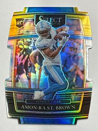 2021 PANINI SELECT #73 AMON-RA ST BROWN CONCOURSE DIE-CUT PRIZM ROOKIE CARD