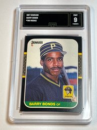 1987 DONRUSS #381 BARRY BONDS ROOKIE CARD GRADED GMA MINT 9