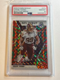 2020 PANINI MOSAIC CHASE YOUNG REACTIVE GREEN PRIZM ROOKIE CARD GRADED PSA GEM MINT 10
