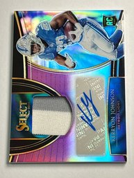 32/49!! 2018 PANINI SELECT RM-KJ KERRYON JOHNSON PRIZM RPA AUTHENTIC PLAYER WORN AUTOGRAPHED ROOKIE CARD