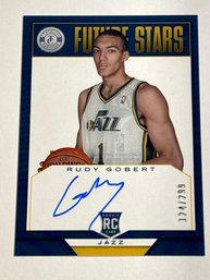 124/299!! 2013-14 PANINI TOTALLY CERTIFIED FUTURE STARS FS-RG RUDY GOBERT AUTOGRAPHED ROOKIE CARD