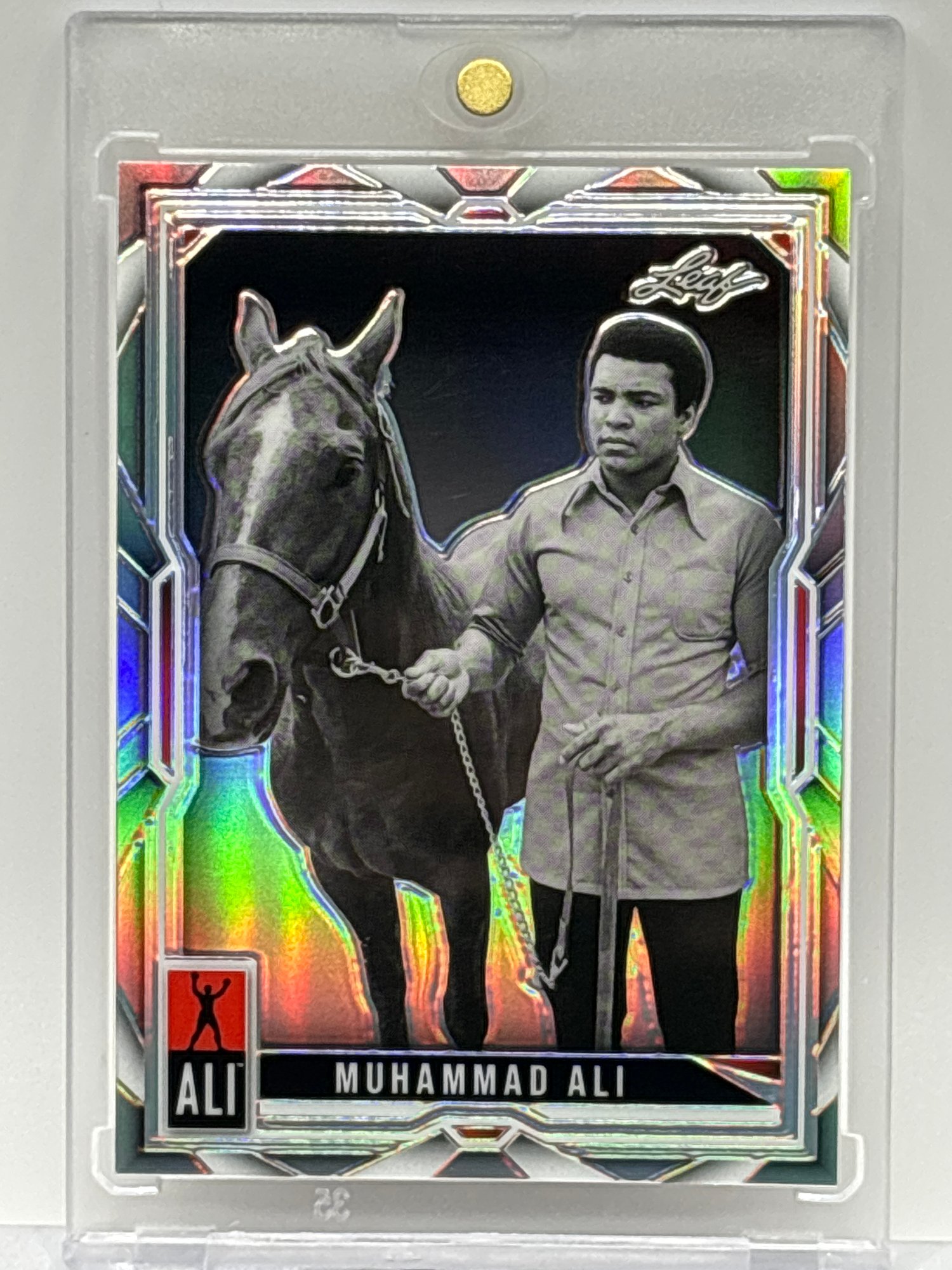 EXTREMELY RARE 1/10!! 2024 LEAF ALI #90 MUHAMMAD ALI SILVER HOLO SSP ...